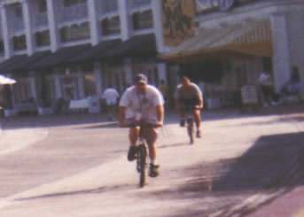 riding bikes , im winning Thats  ron's  winning 